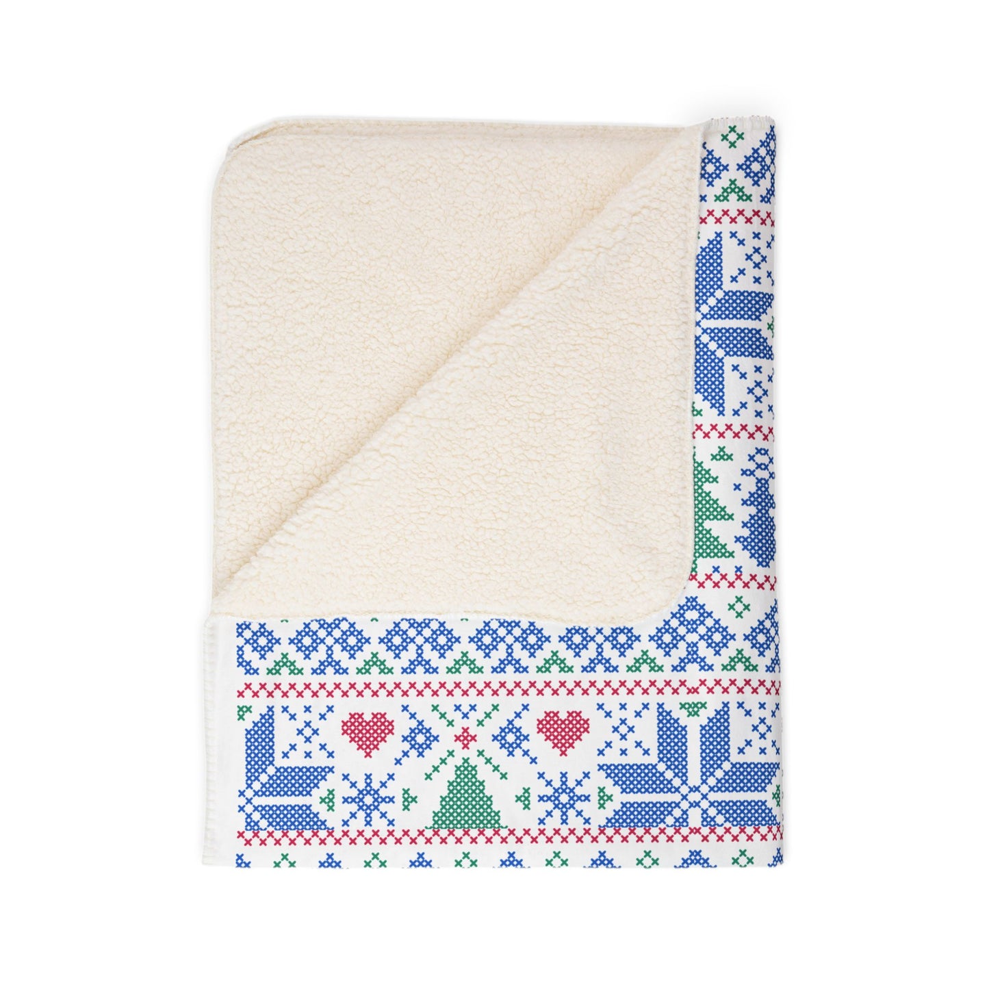 Pixel Christmas Fleece Sherpa Blanket