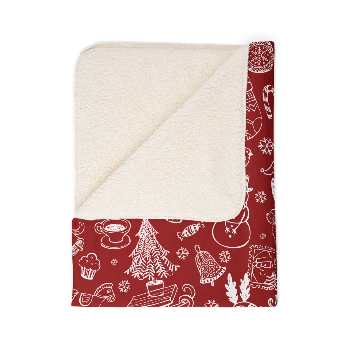 Red Christmas Fleece Sherpa Blanket