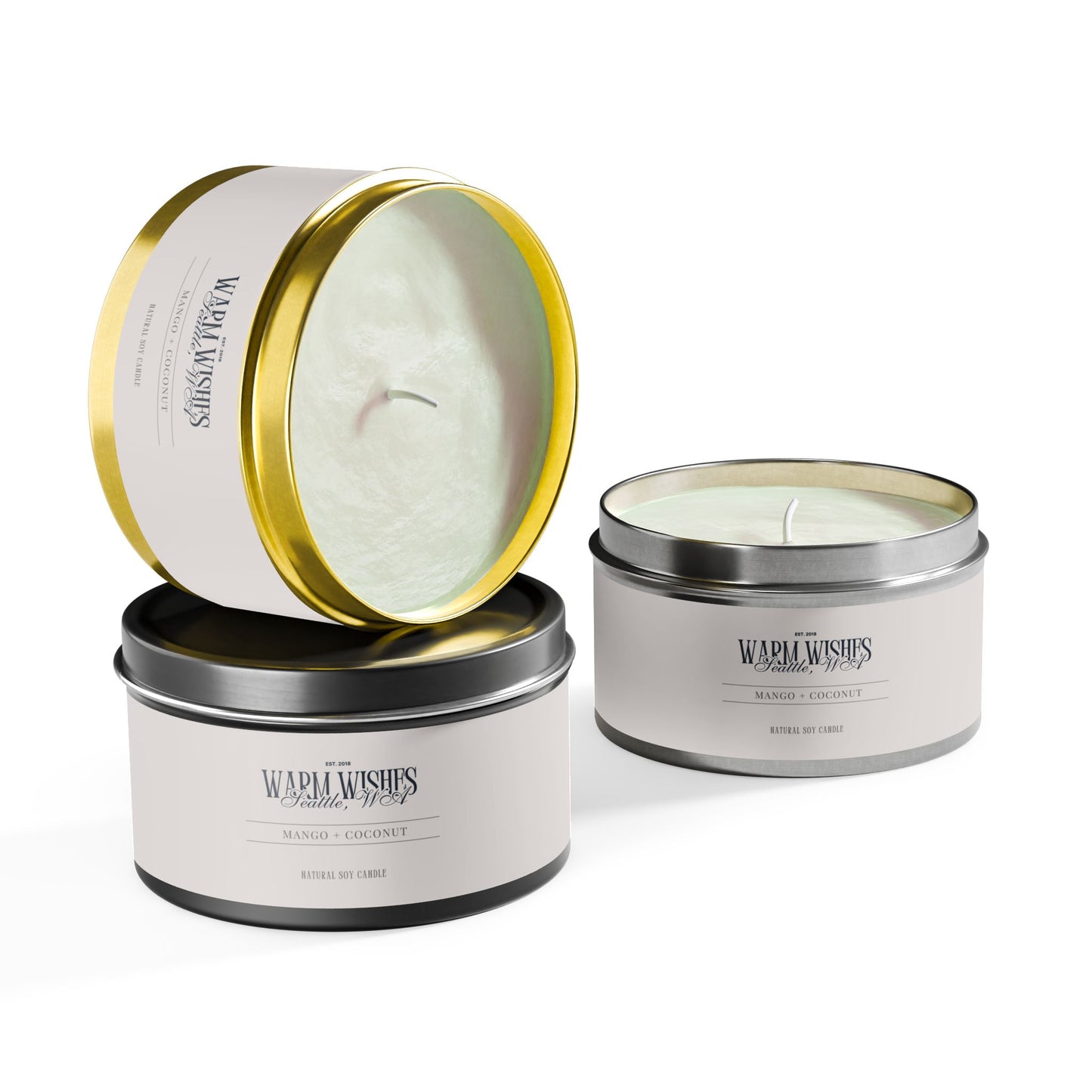 Mango & Coconut Scented Tin Candle (4oz, 8oz)