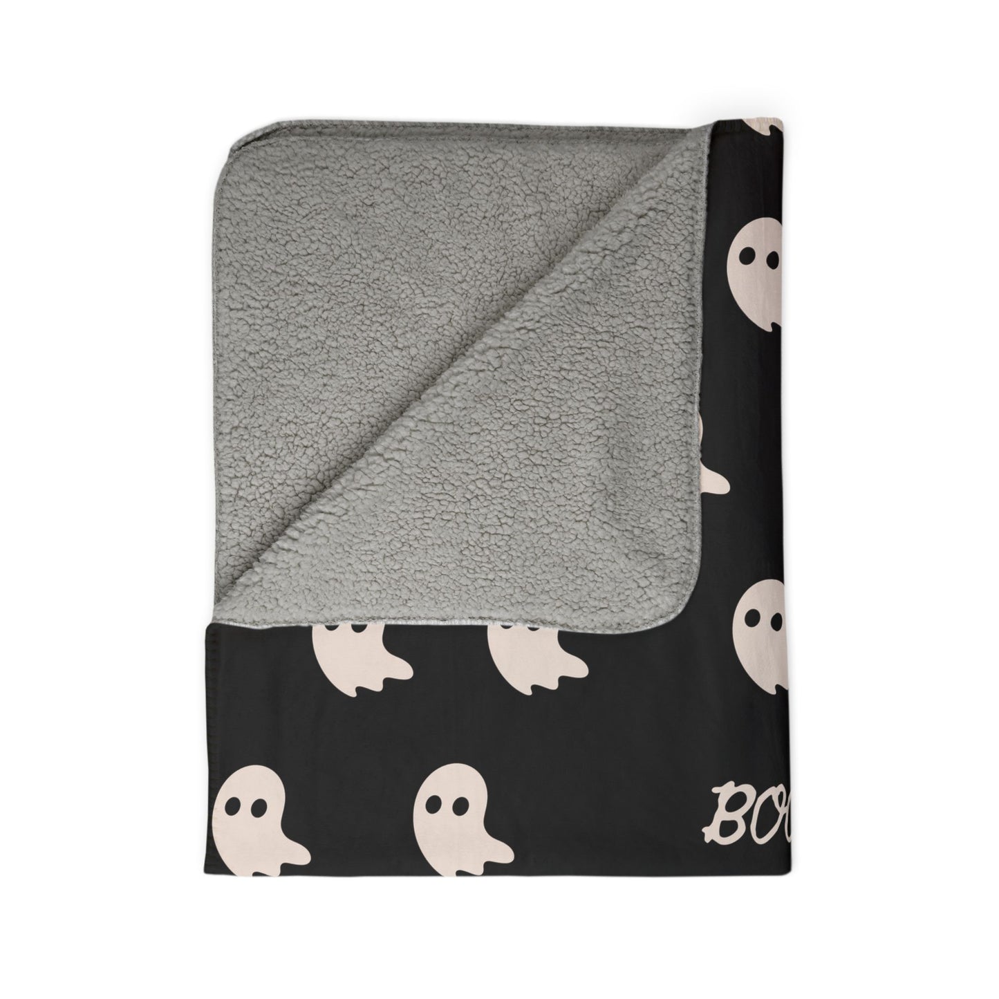 BOO Ghost Fleece Sherpa Blanket