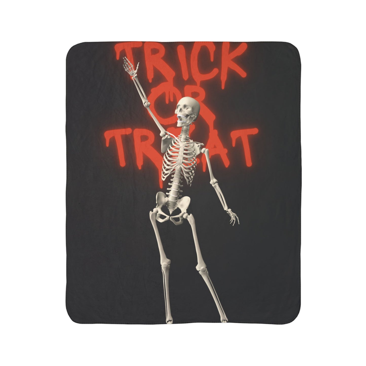 Trick Or Treat Skeleton Fleece Sherpa Blanket