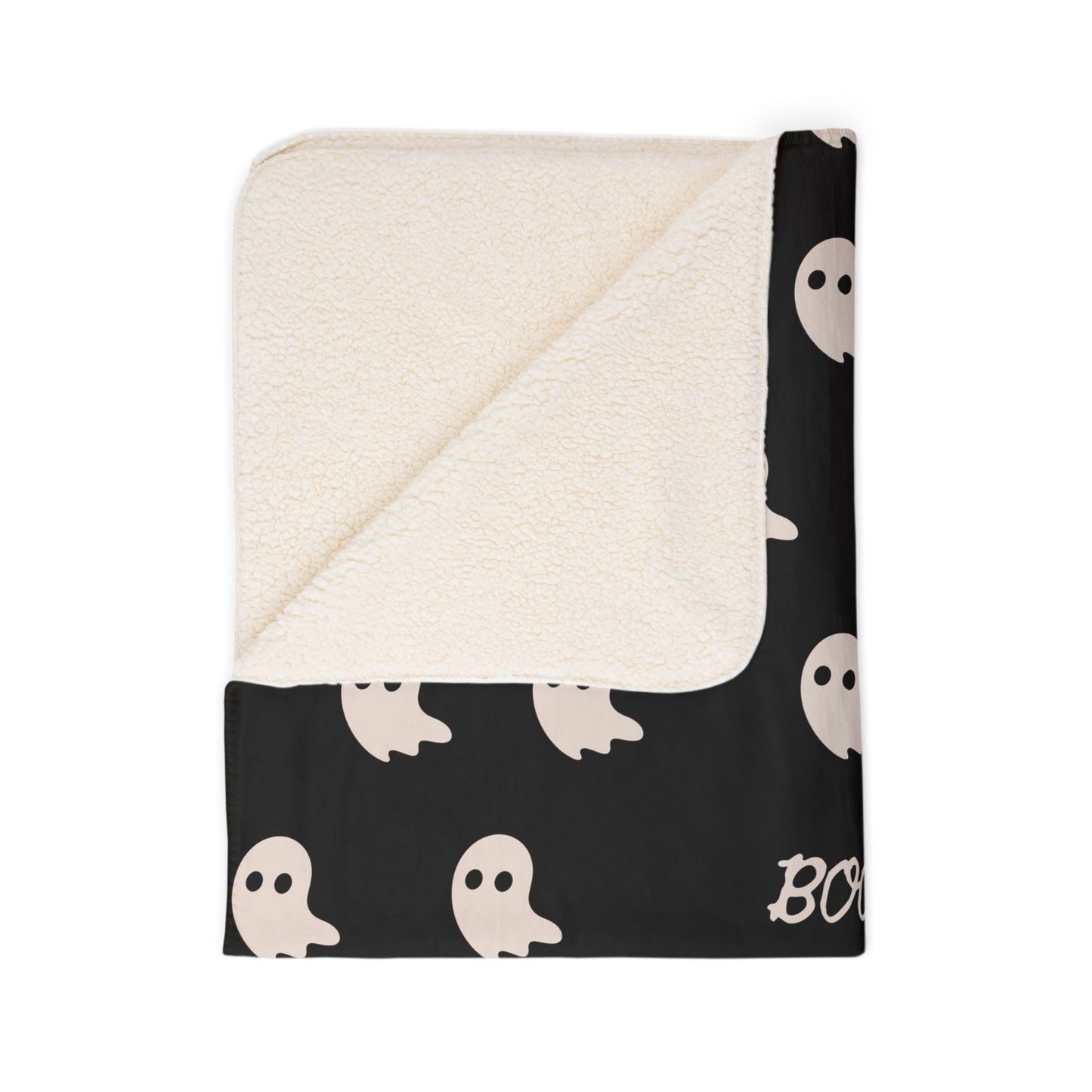 BOO Ghost Fleece Sherpa Blanket