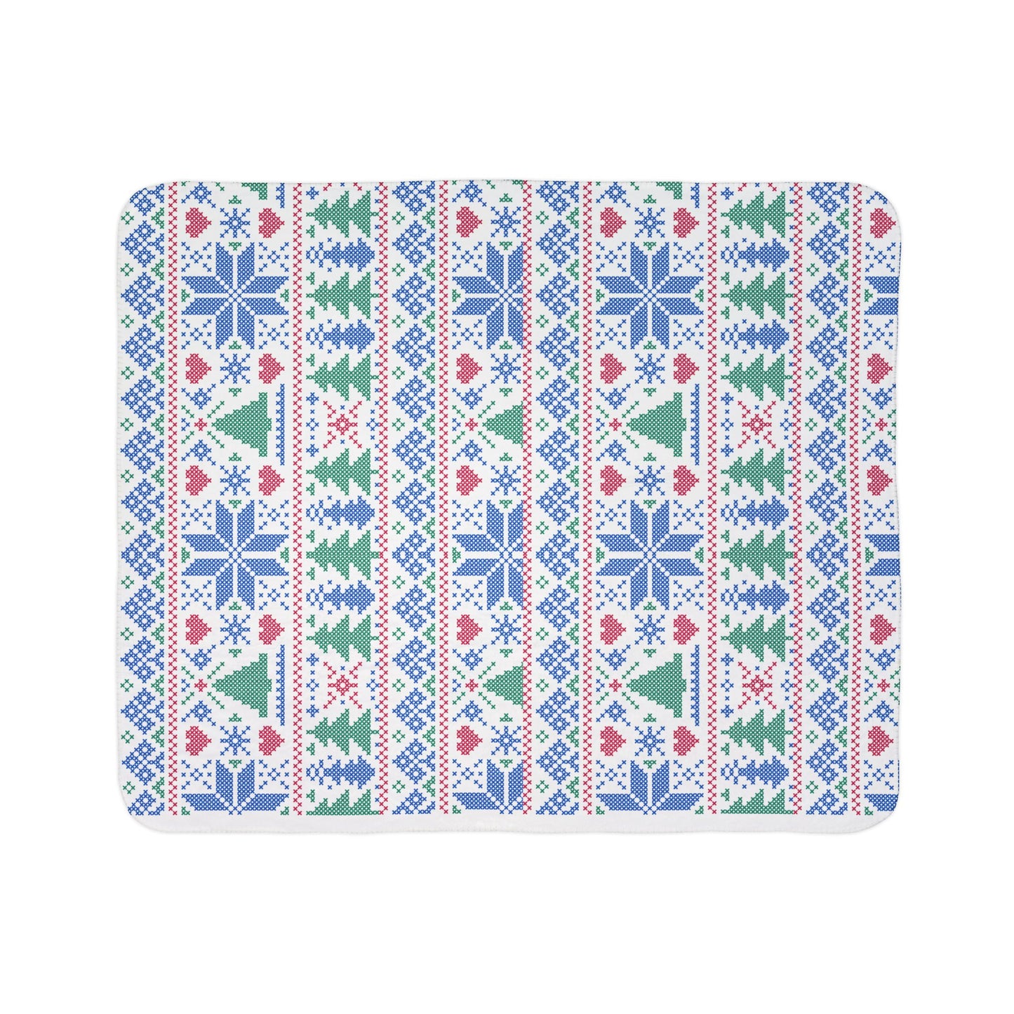 Pixel Christmas Fleece Sherpa Blanket