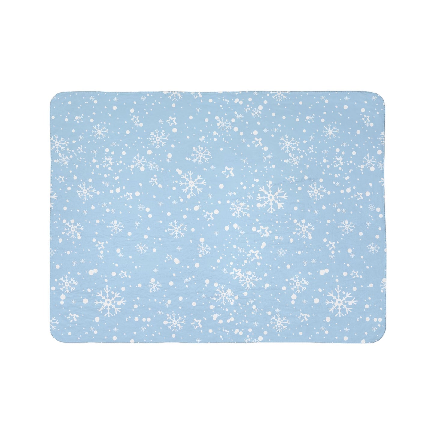 Blue Snowflake Fleece Sherpa Blanket
