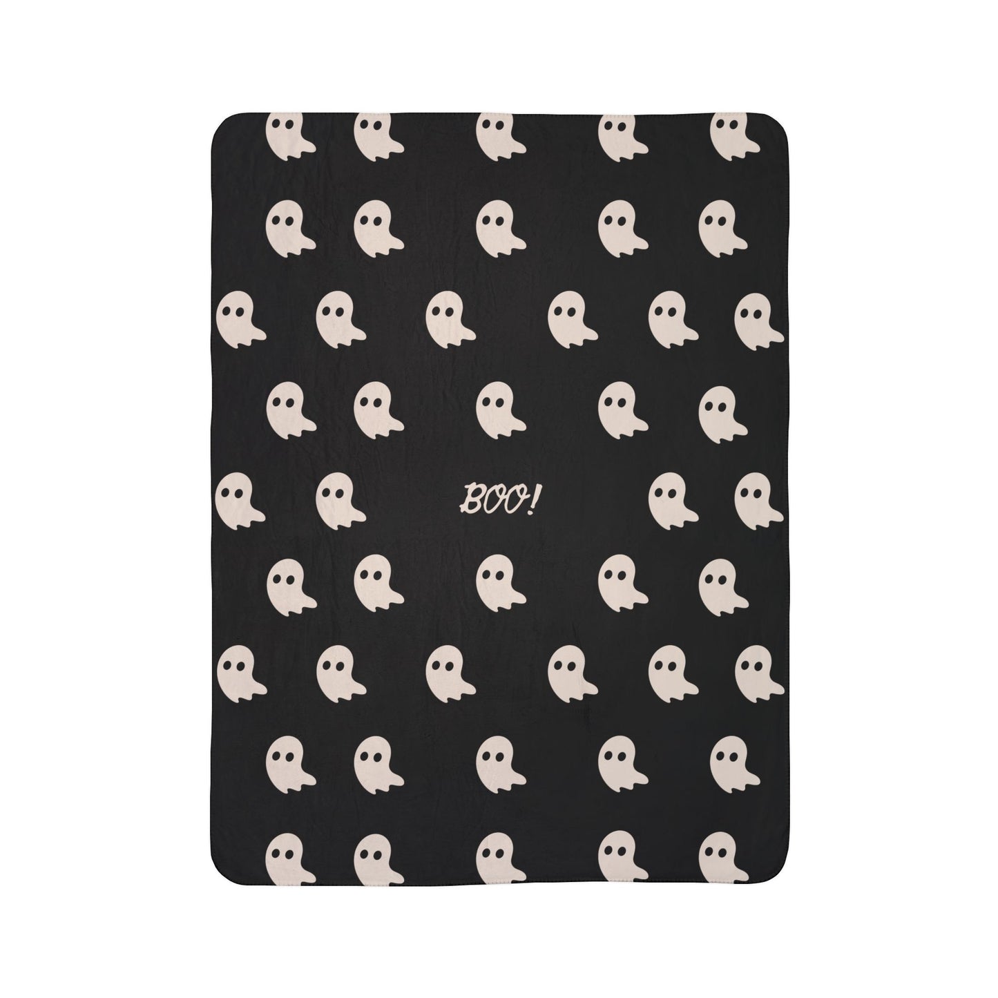 BOO Ghost Fleece Sherpa Blanket