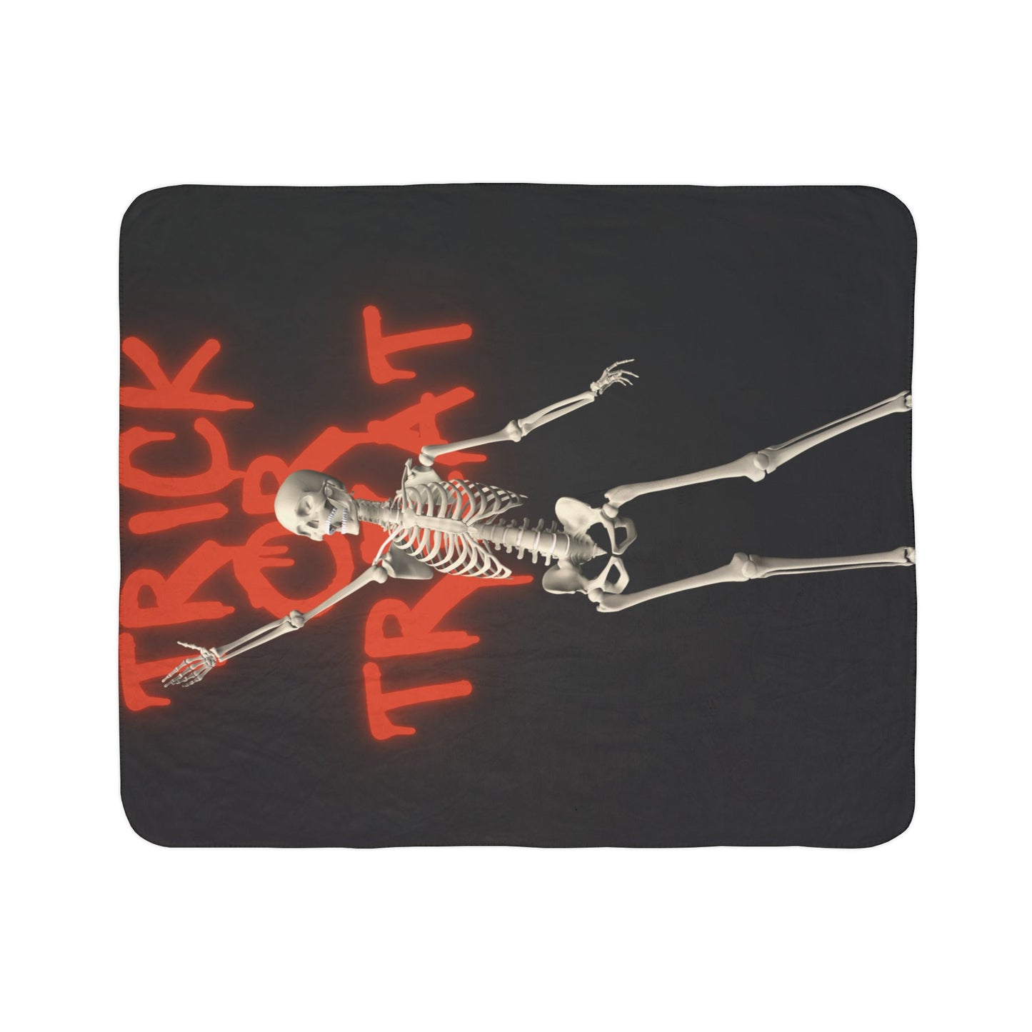 Trick Or Treat Skeleton Fleece Sherpa Blanket