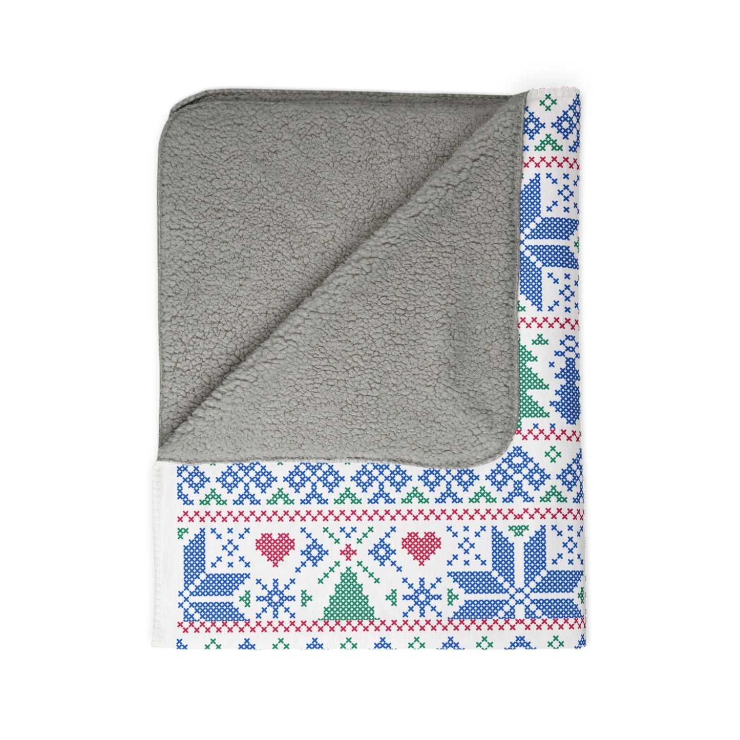 Pixel Christmas Fleece Sherpa Blanket