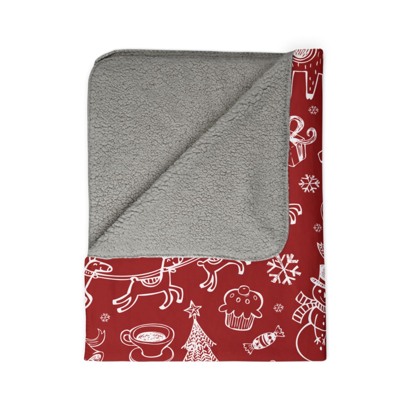 Red Christmas Fleece Sherpa Blanket