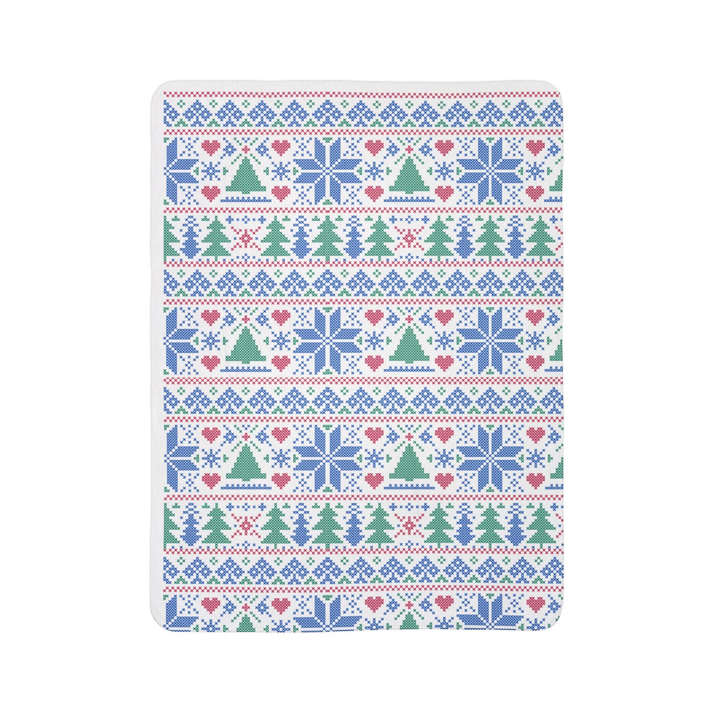 Pixel Christmas Fleece Sherpa Blanket