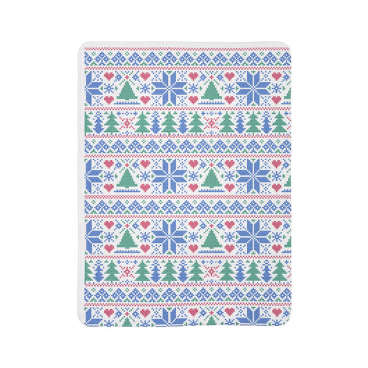 Pixel Christmas Fleece Sherpa Blanket