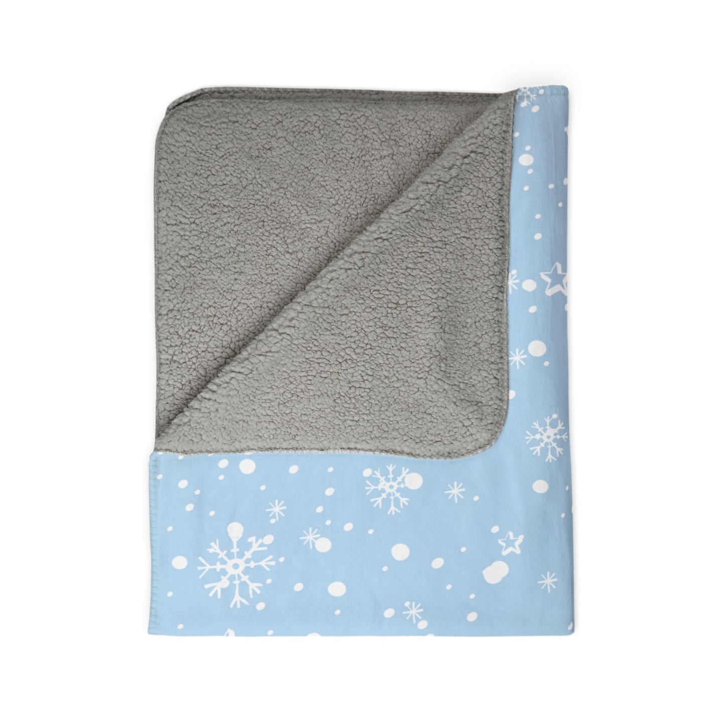 Blue Snowflake Fleece Sherpa Blanket