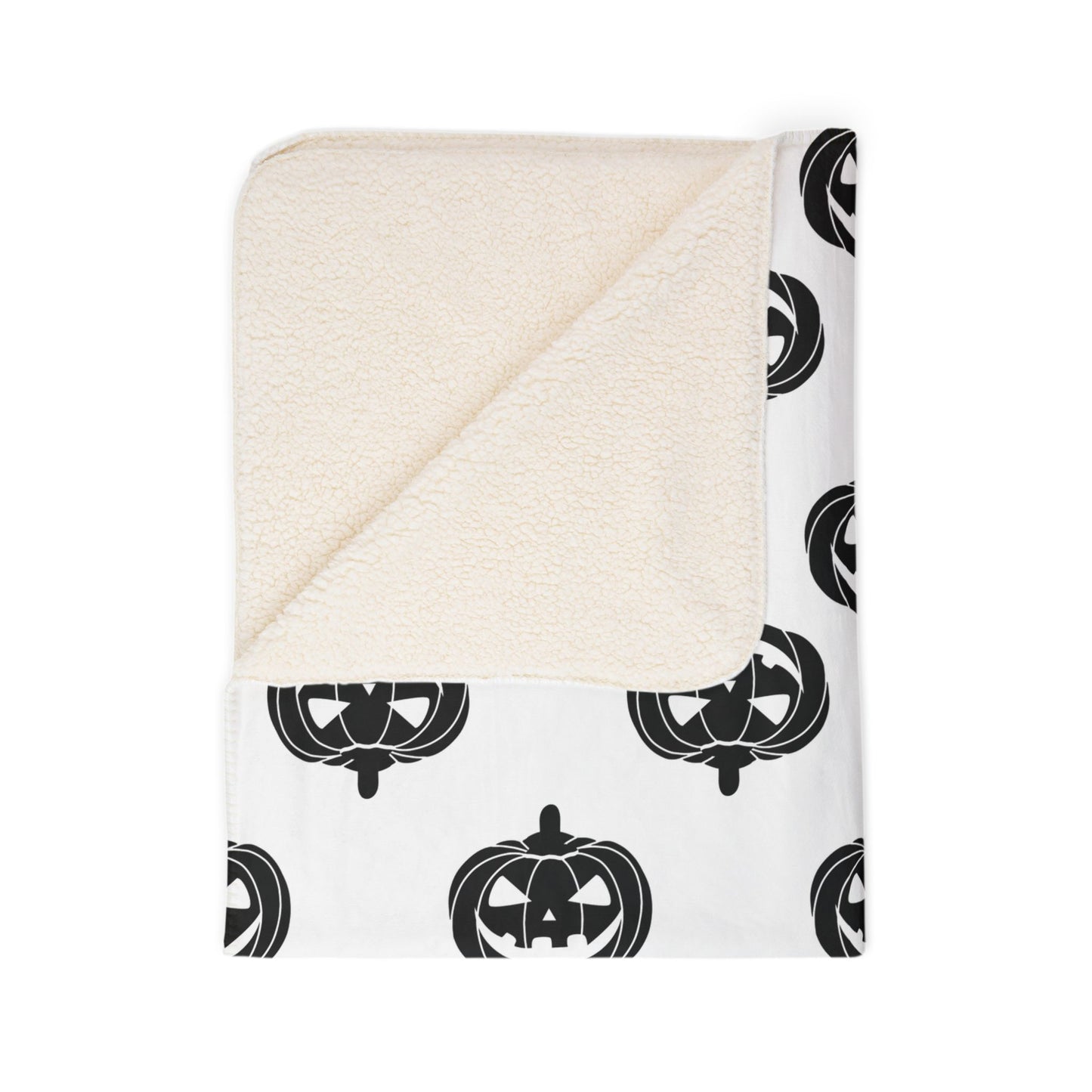 Black Jack-O-Lantern Fleece Sherpa Blanket