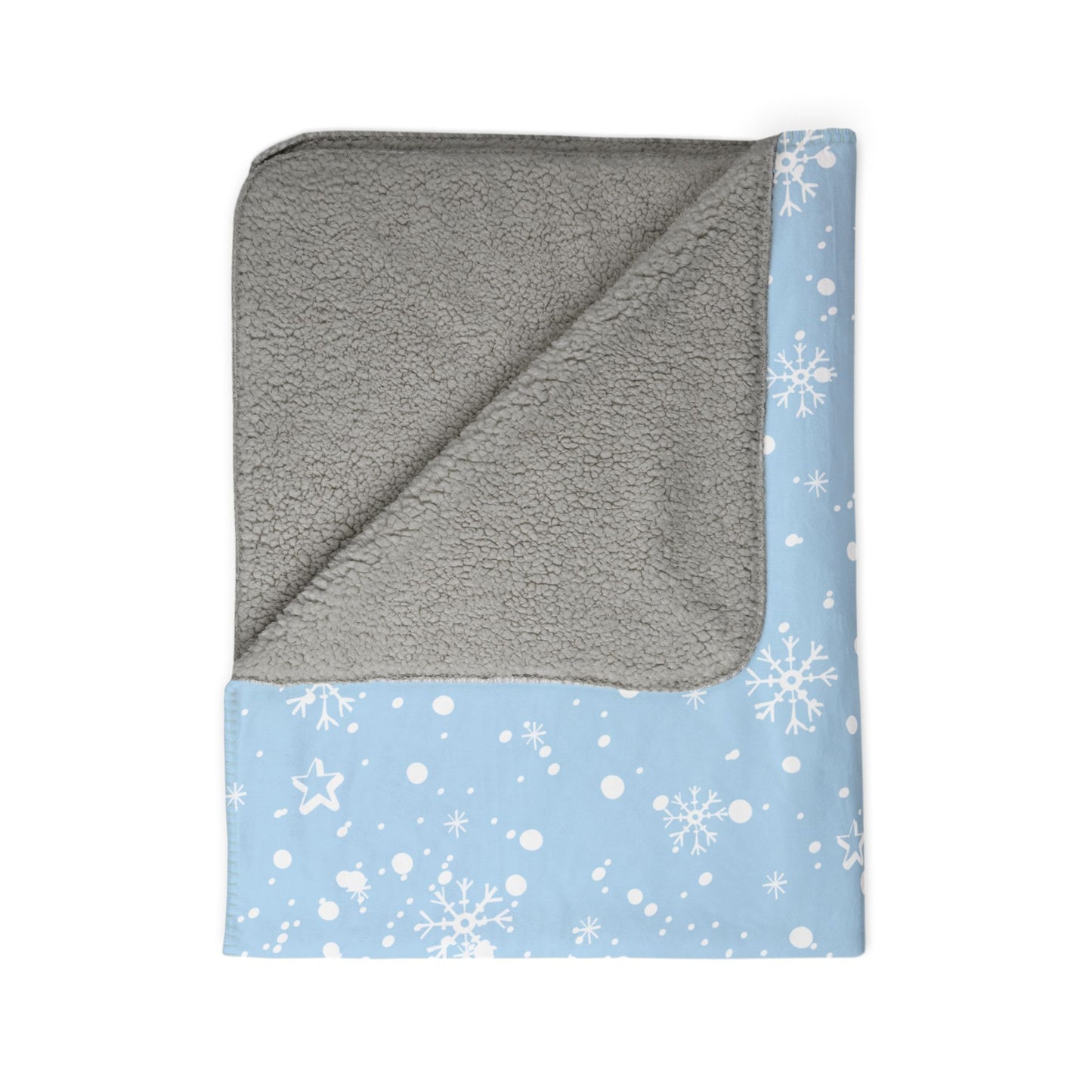 Blue Snowflake Fleece Sherpa Blanket