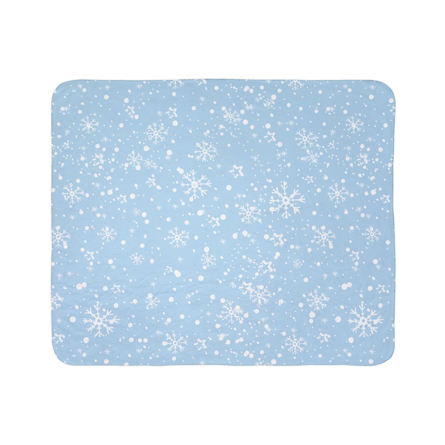 Blue Snowflake Fleece Sherpa Blanket