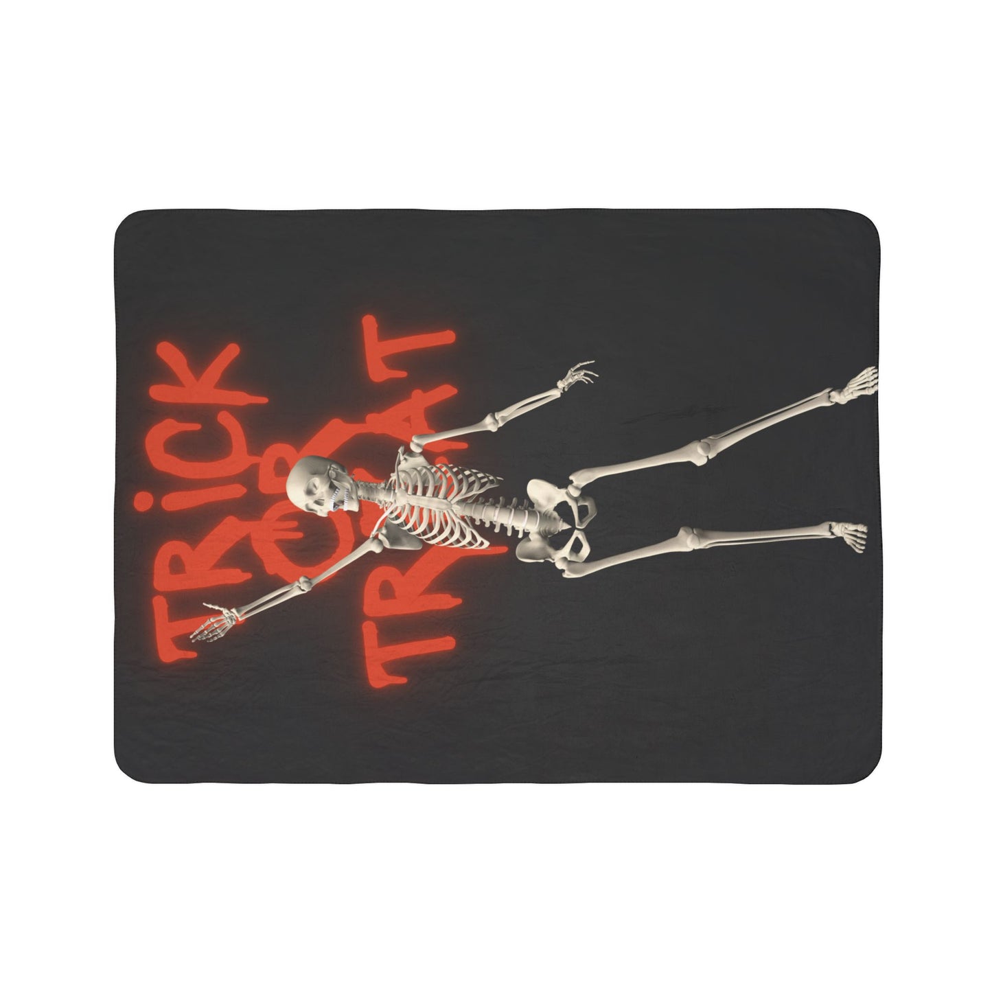 Trick Or Treat Skeleton Fleece Sherpa Blanket