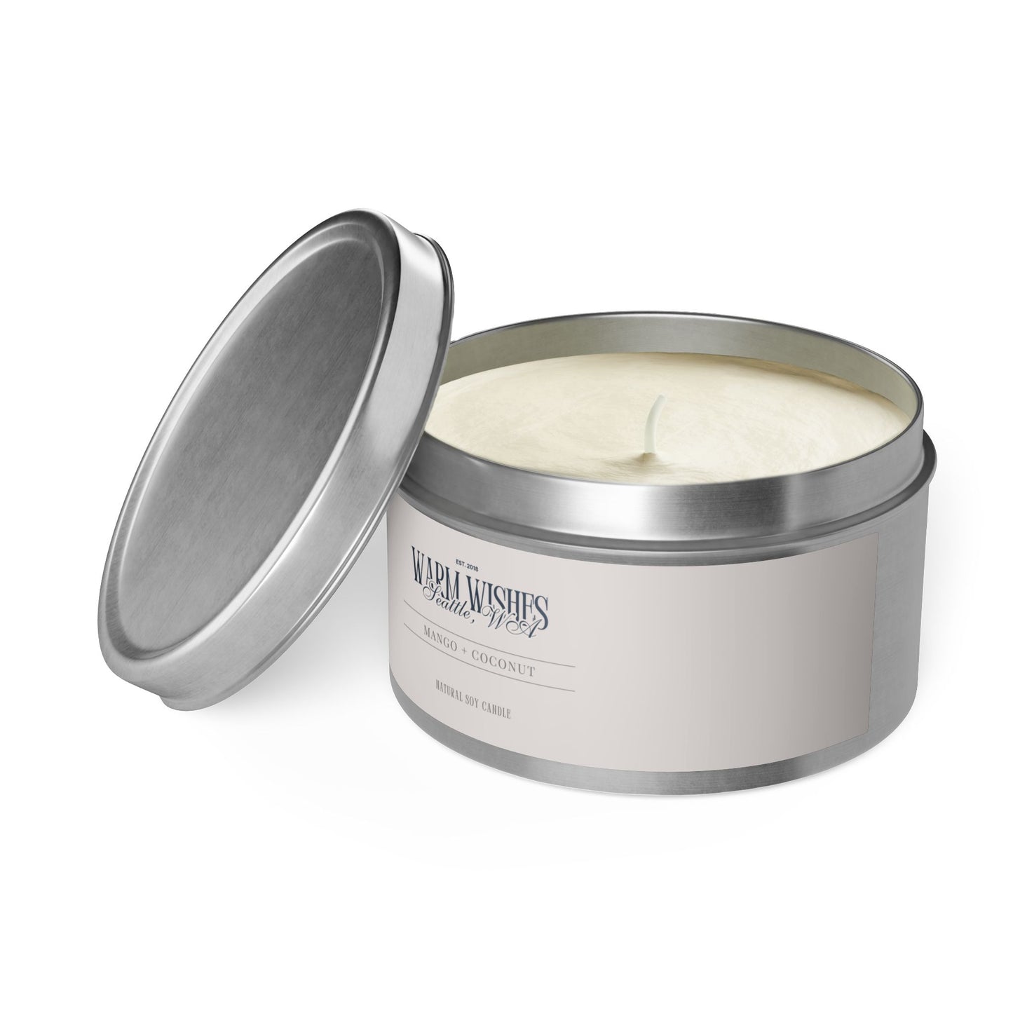 Mango & Coconut Scented Tin Candle (4oz, 8oz)