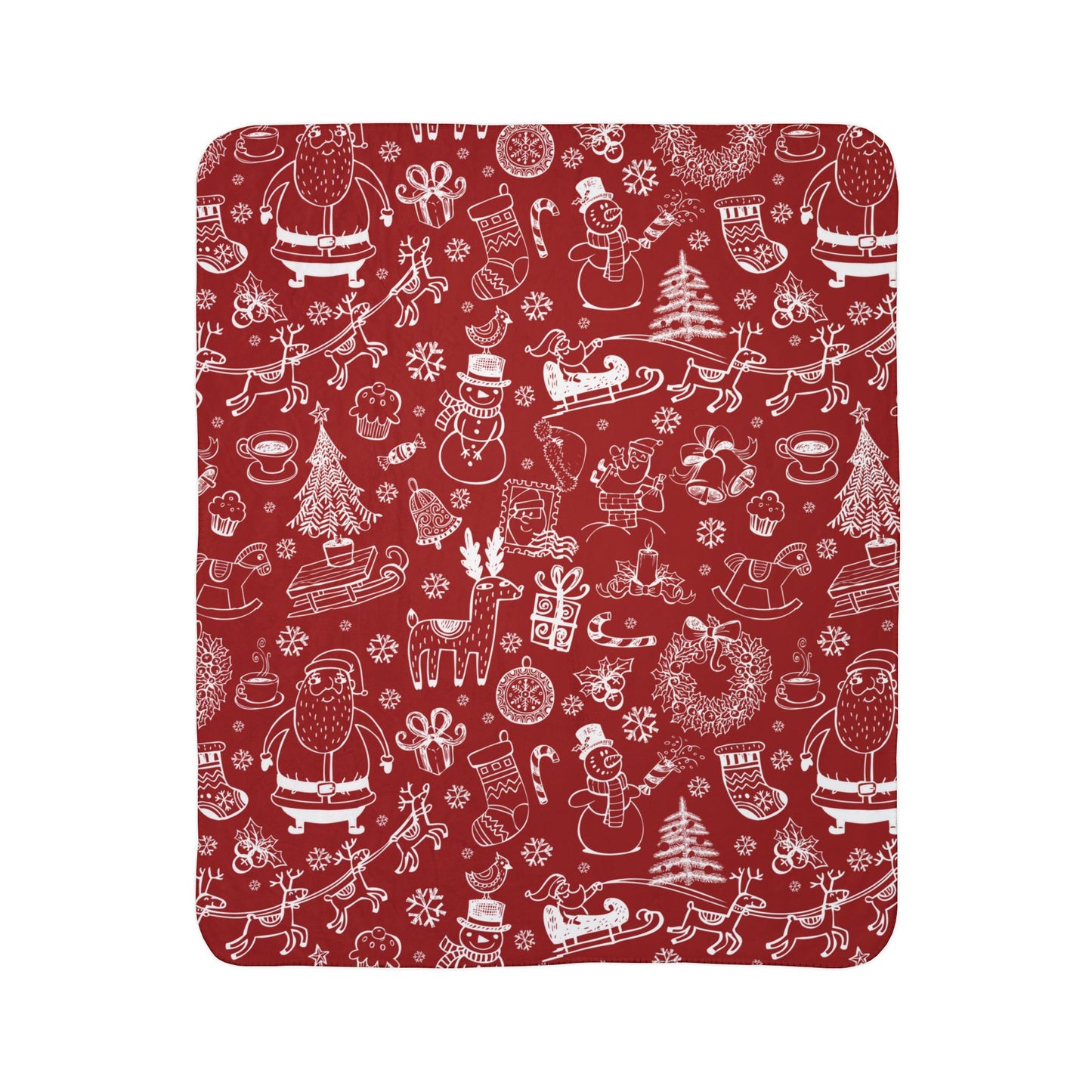 Red Christmas Fleece Sherpa Blanket