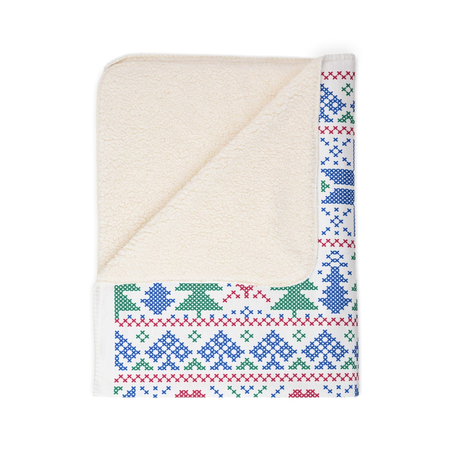 Pixel Christmas Fleece Sherpa Blanket