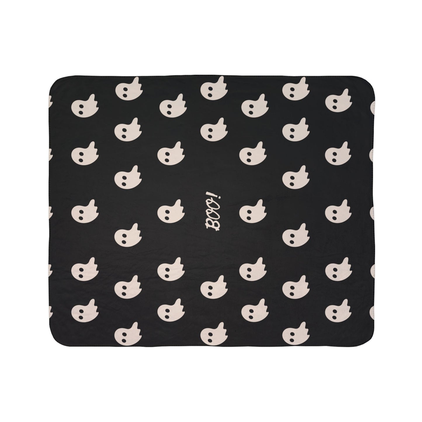 BOO Ghost Fleece Sherpa Blanket