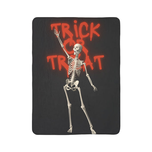 Trick Or Treat Skeleton Fleece Sherpa Blanket