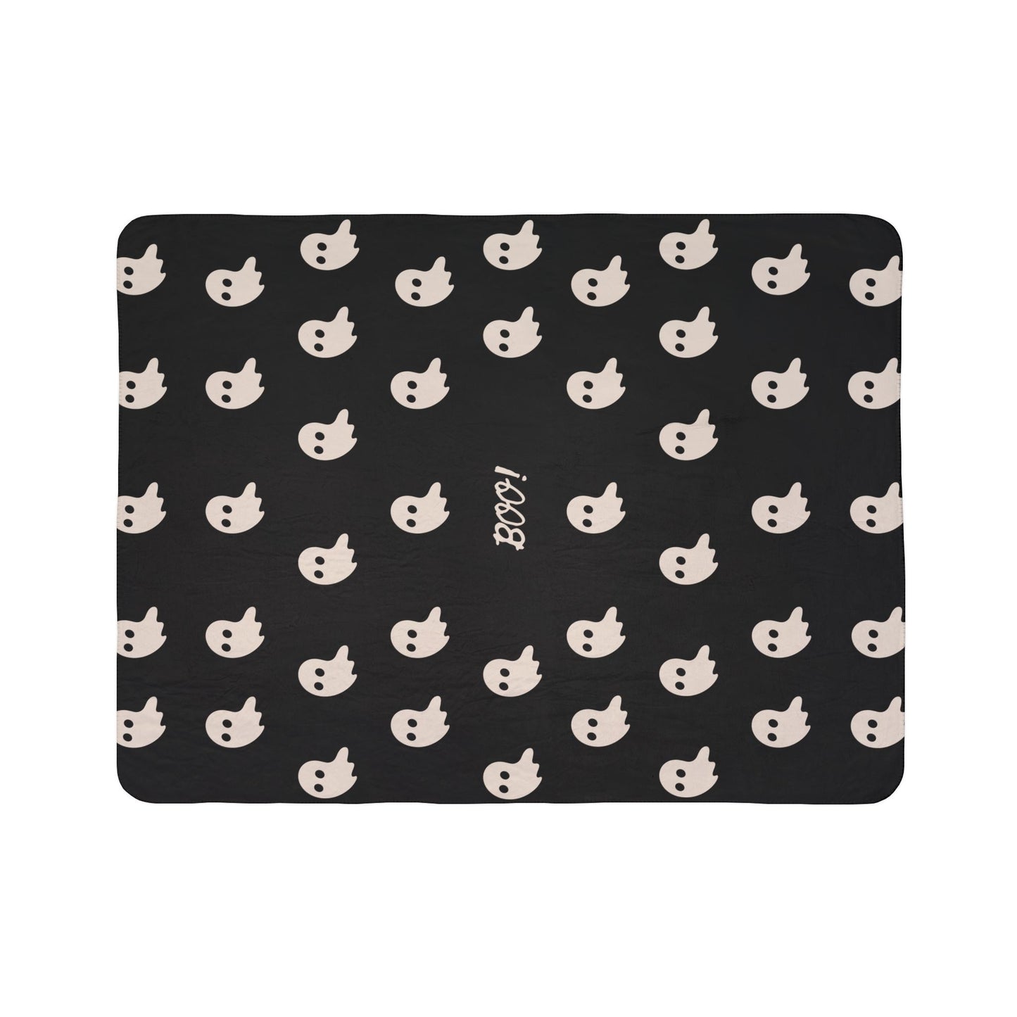 BOO Ghost Fleece Sherpa Blanket
