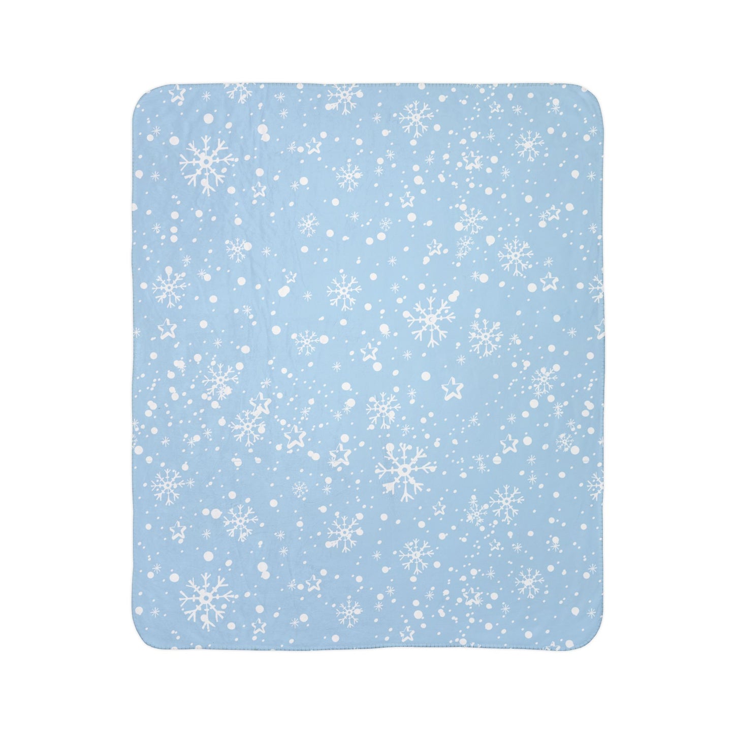 Blue Snowflake Fleece Sherpa Blanket