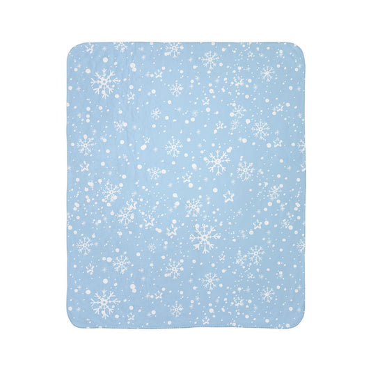 Blue Snowflake Fleece Sherpa Blanket