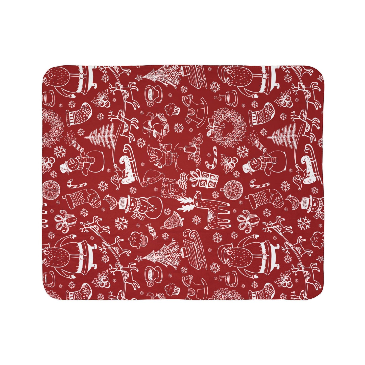 Red Christmas Fleece Sherpa Blanket