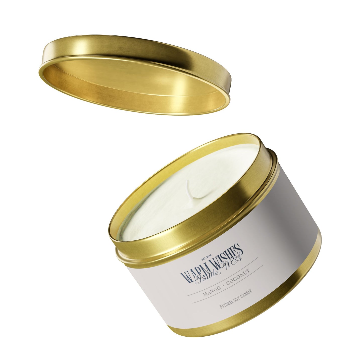 Mango & Coconut Scented Tin Candle (4oz, 8oz)