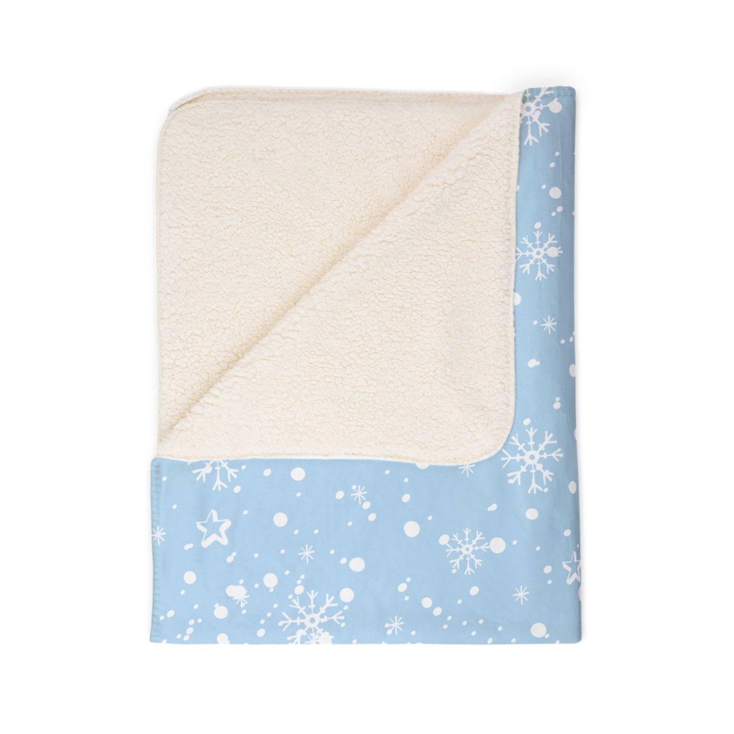 Blue Snowflake Fleece Sherpa Blanket