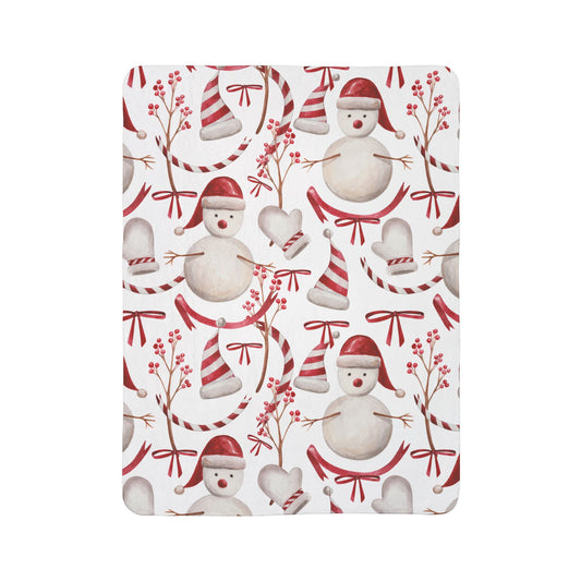 Snowman Fleece Sherpa Blanket