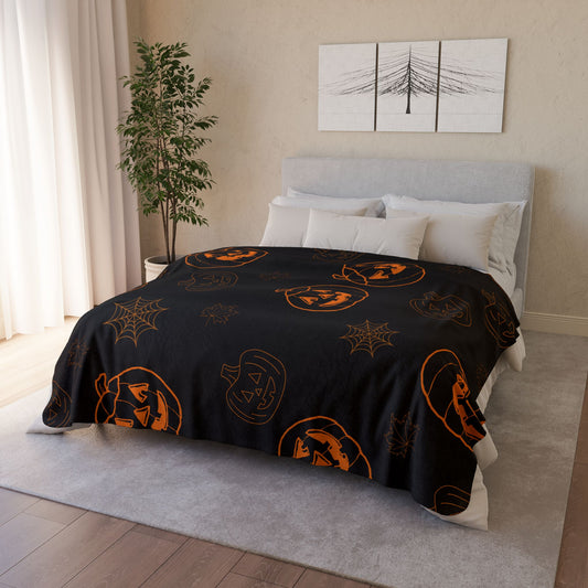Jack-O-Lantern Fleece Sherpa Blanket
