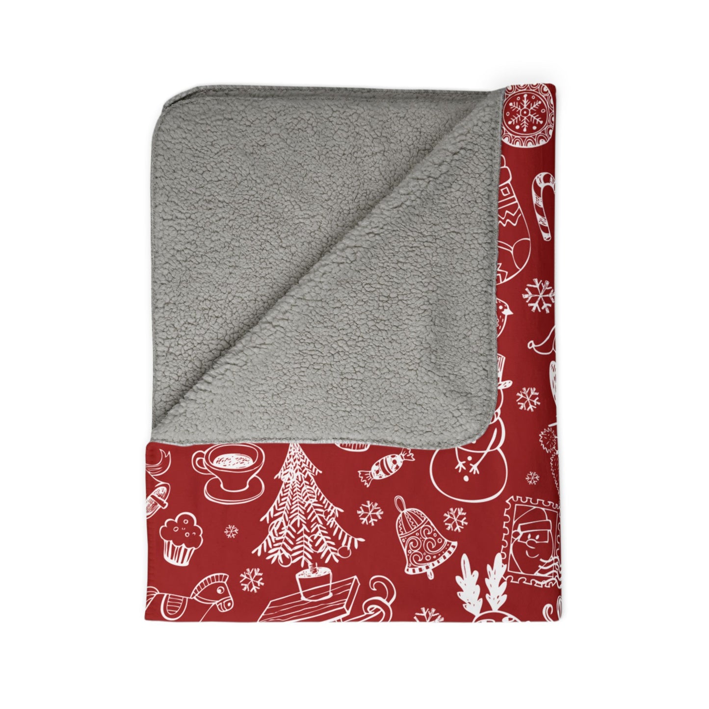 Red Christmas Fleece Sherpa Blanket