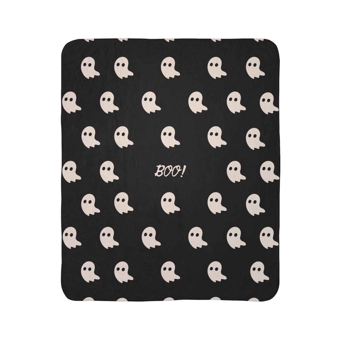 BOO Ghost Fleece Sherpa Blanket