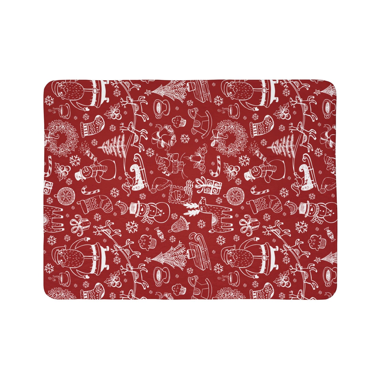 Red Christmas Fleece Sherpa Blanket