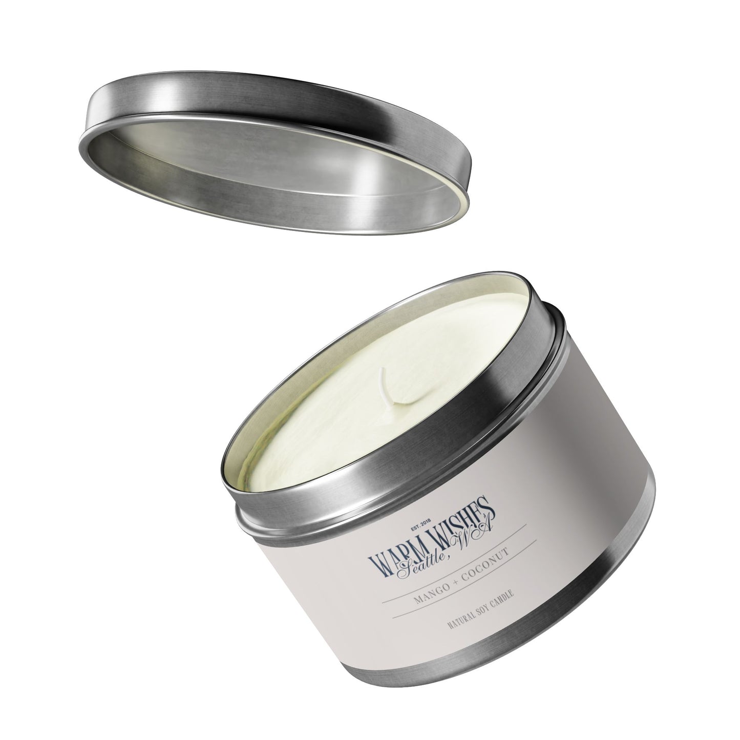 Mango & Coconut Scented Tin Candle (4oz, 8oz)