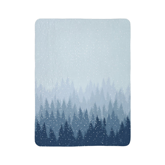 Snowy Mountains Fleece Sherpa Blanket