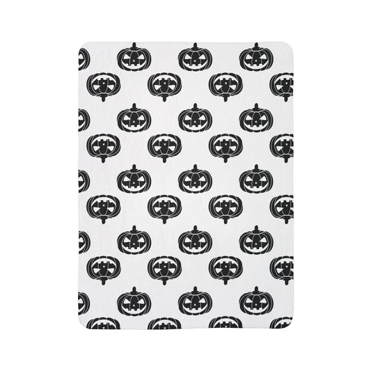 Black Jack-O-Lantern Fleece Sherpa Blanket