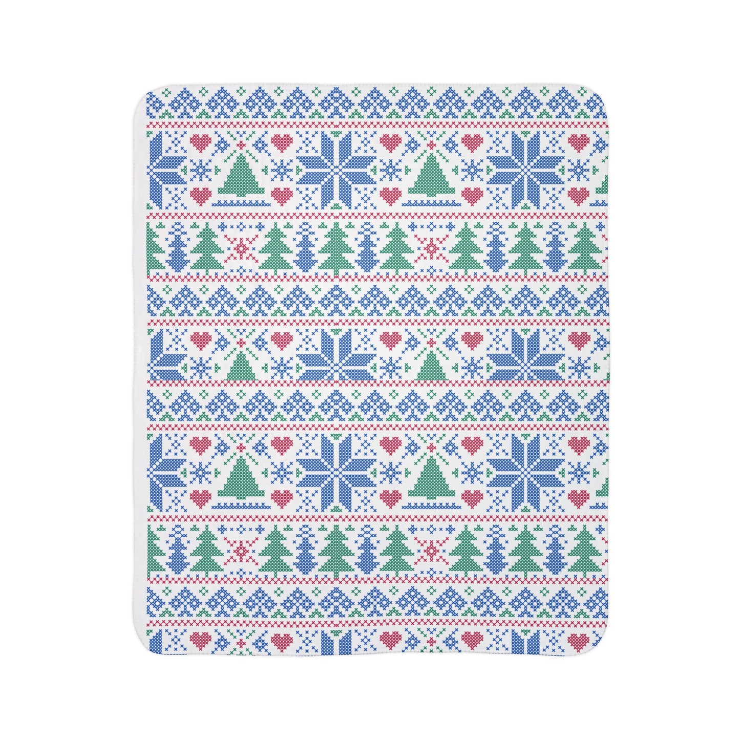 Pixel Christmas Fleece Sherpa Blanket