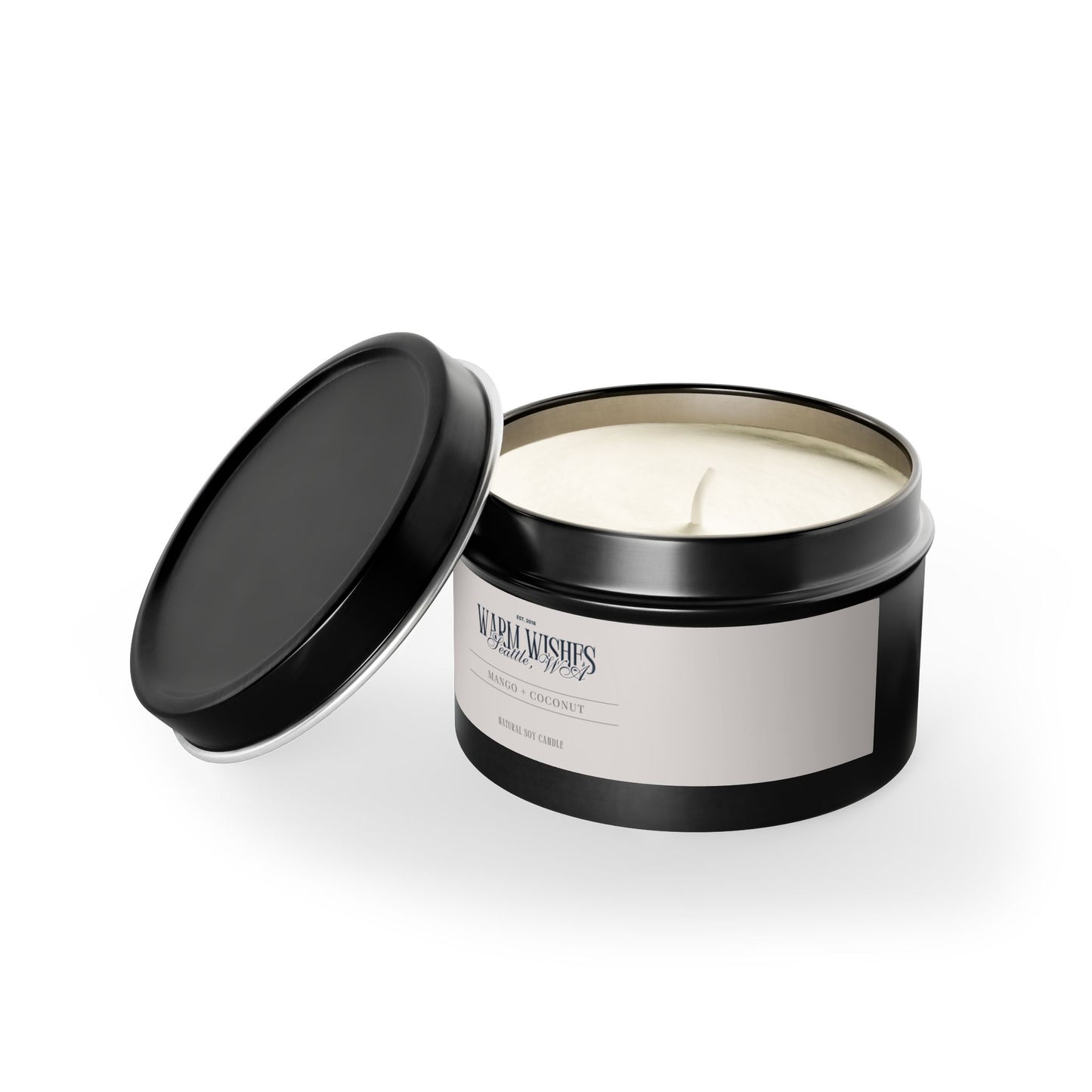 Mango & Coconut Scented Tin Candle (4oz, 8oz)