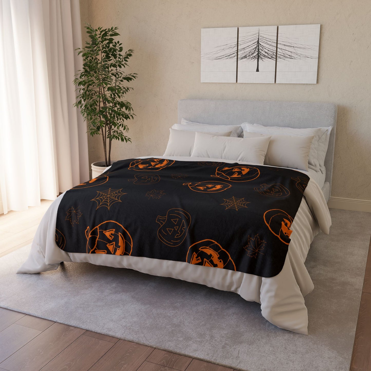 Jack-O-Lantern Fleece Sherpa Blanket