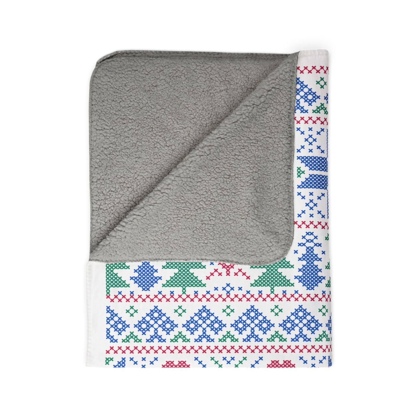 Pixel Christmas Fleece Sherpa Blanket