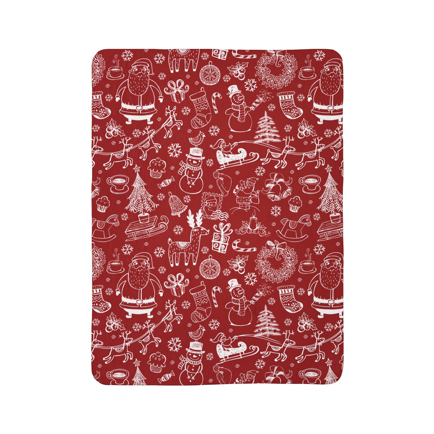 Red Christmas Fleece Sherpa Blanket