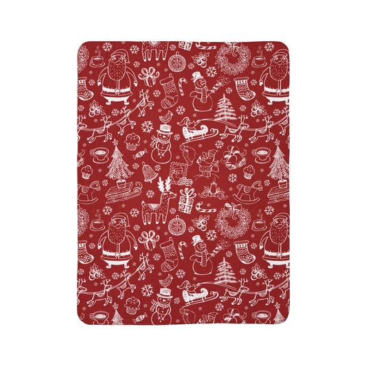 Red Christmas Fleece Sherpa Blanket