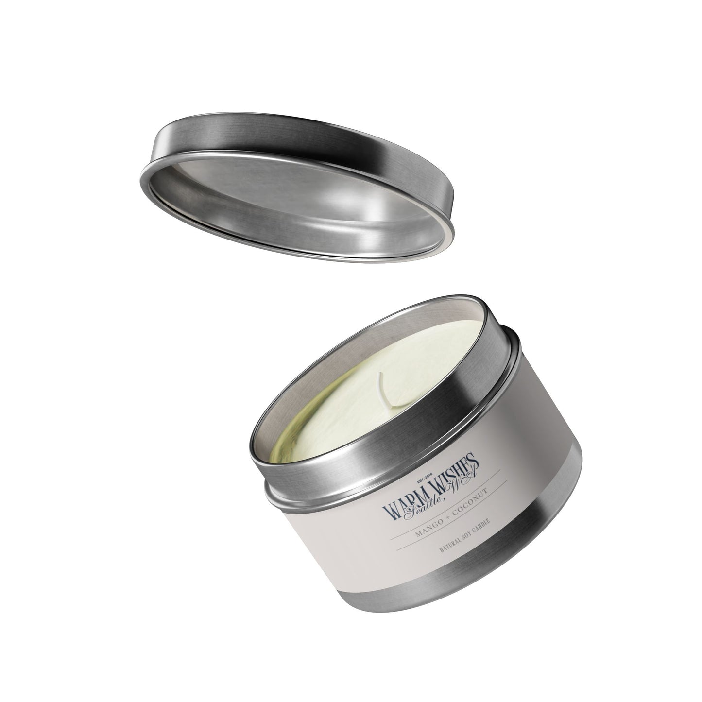 Mango & Coconut Scented Tin Candle (4oz, 8oz)