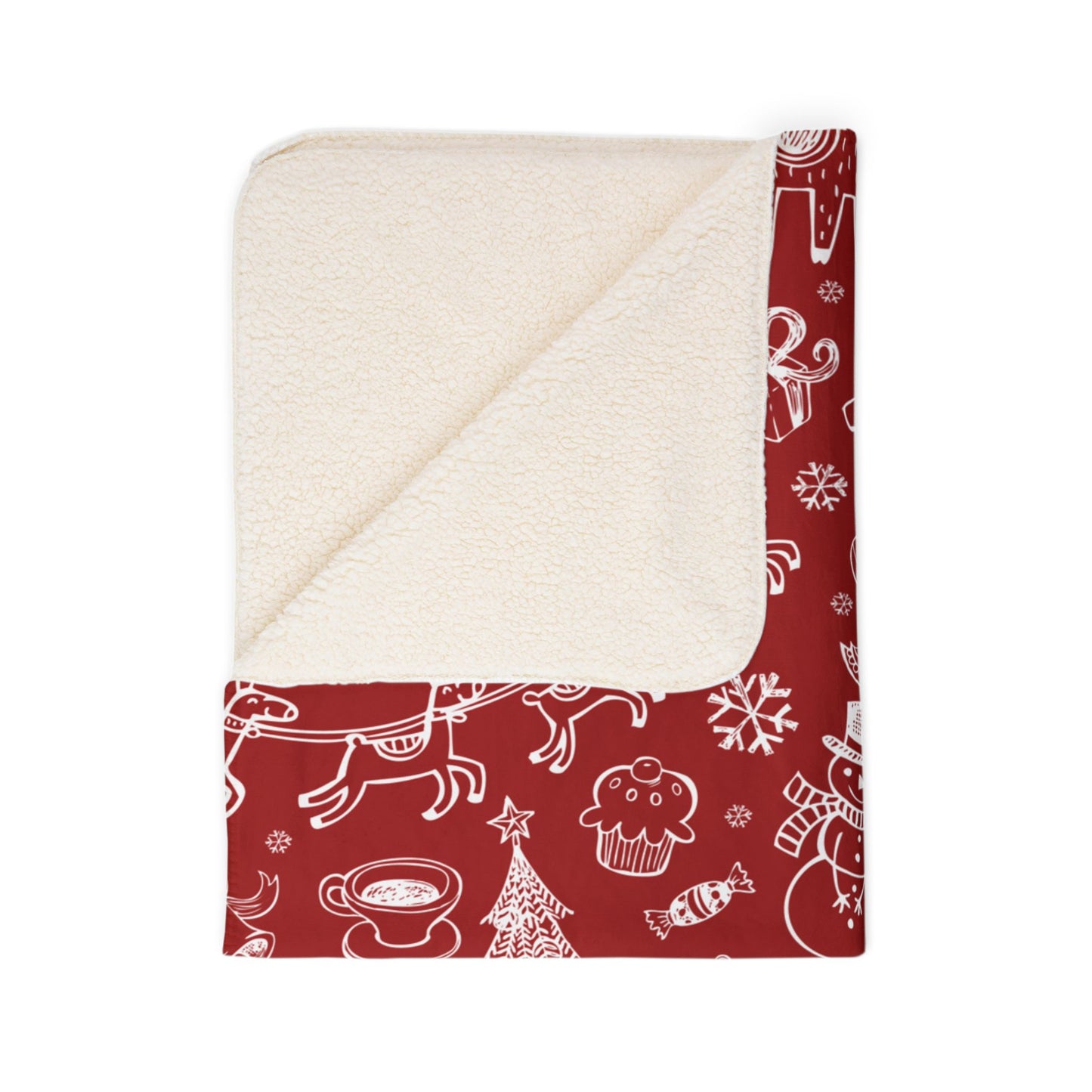 Red Christmas Fleece Sherpa Blanket